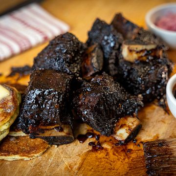 Glazed Short Ribs with Johnny Cakes