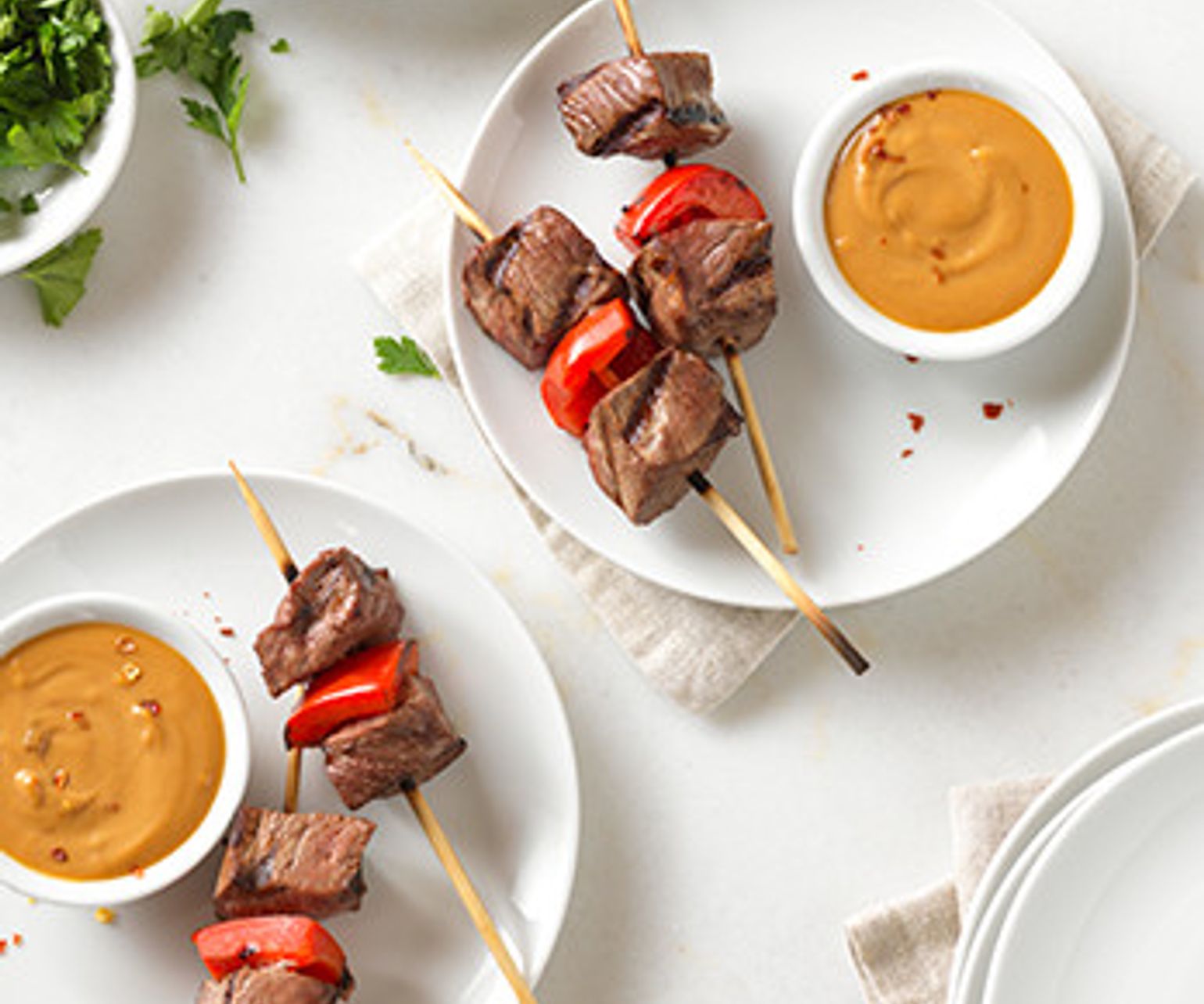 Beef Bites with Peanut-Whiskey Sauce