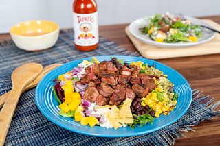 South-of-the-Border Chopped Steak Salad with Creamy Tapatio Hot Sauce Dressing