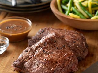 Beef Flat Iron Steak with Balsamic Pepper Sauce