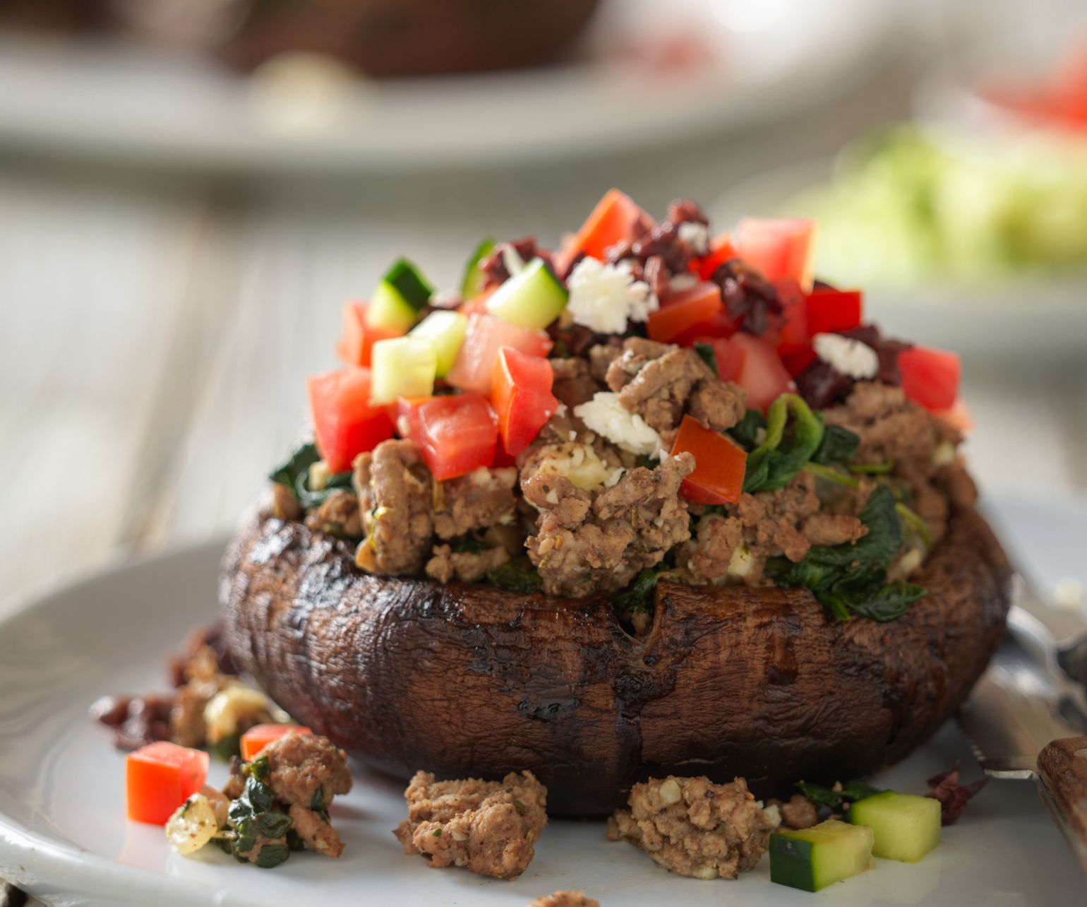 Greek-Style Beef Stuffed Portobello Mushrooms