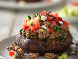 Greek-Style Beef Stuffed Portobello Mushrooms