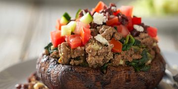 Greek-Style Beef Stuffed Portobello Mushrooms