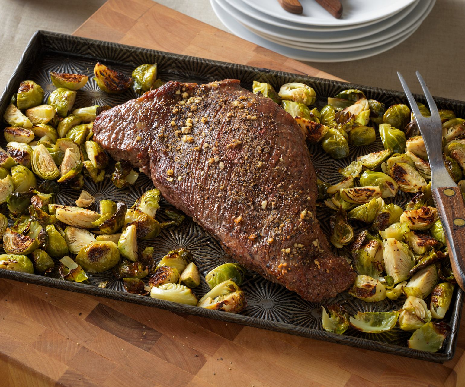One Pan Roasted Beef Tri-Tip & Brussels Sprouts
