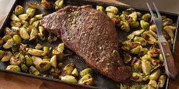 One Pan Roasted Beef Tri-Tip and Brussels Sprouts