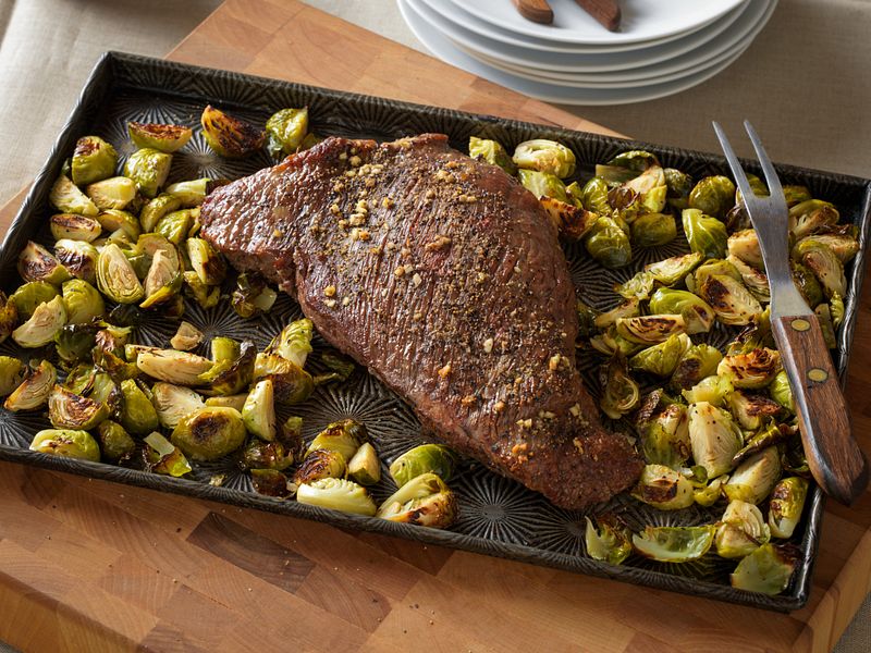One Pan Roasted Beef Tri-Tip and Brussels Sprouts