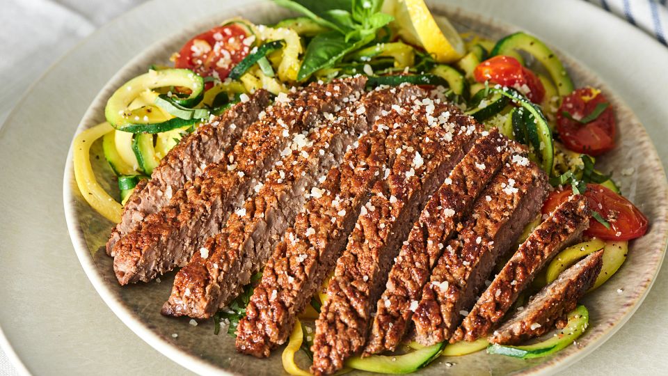 Blackened Cubed Steaks with Zoodles