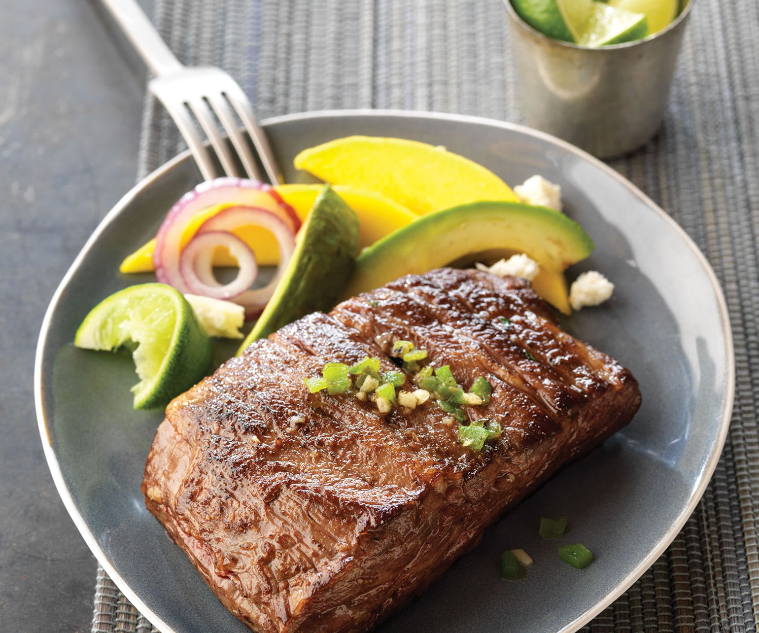 Spicy Grilled Ribeye Cap with Avocado-Mango Salad