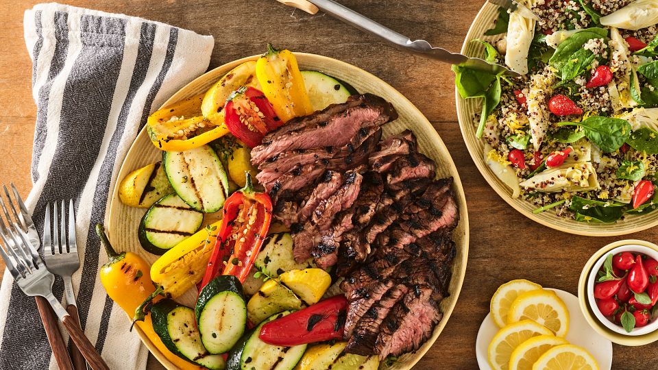 FY23 BIWFD Recipes, Mediterranean Grilled Chuck Steak with Garden Vegetables