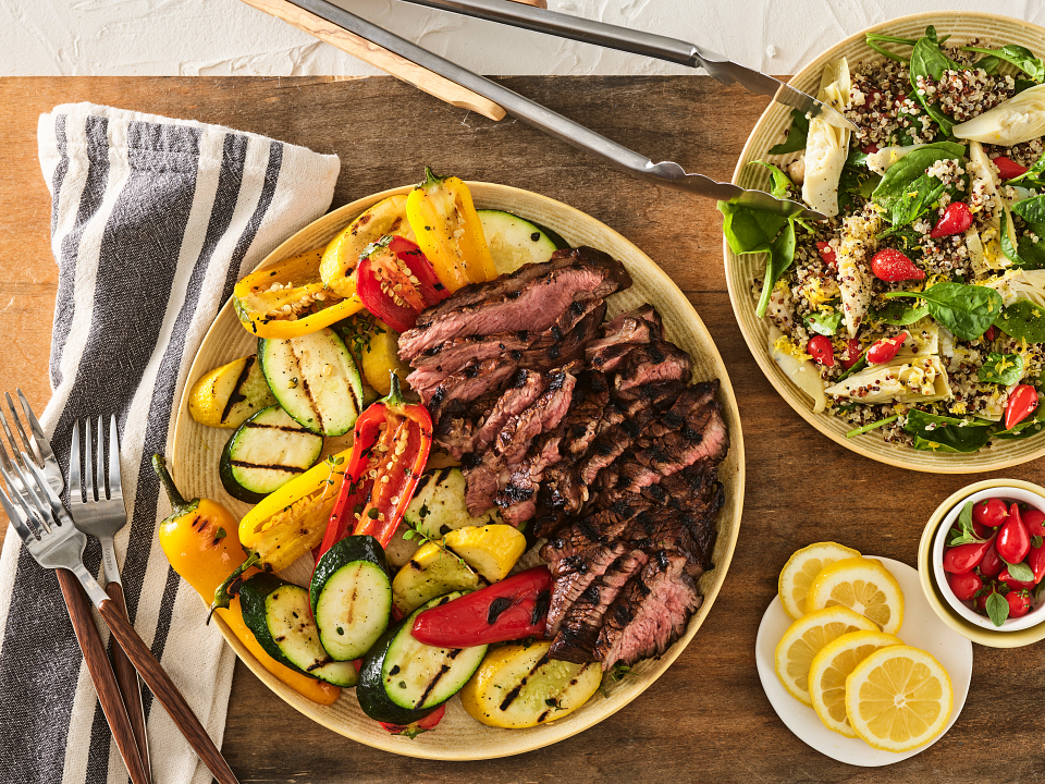 FY23 BIWFD Recipes, Mediterranean Grilled Chuck Steak with Garden Vegetables
