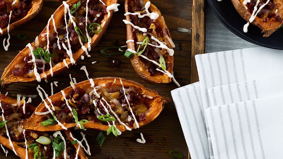 Beef Jerky Baked Potato Skins