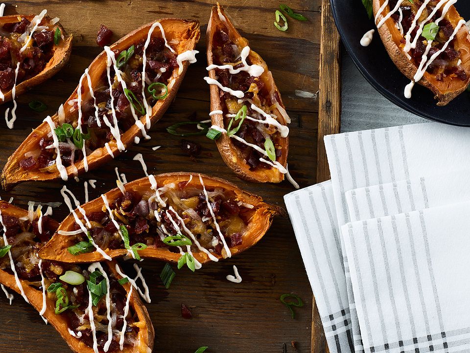 Beef Jerky Baked Potato Skins