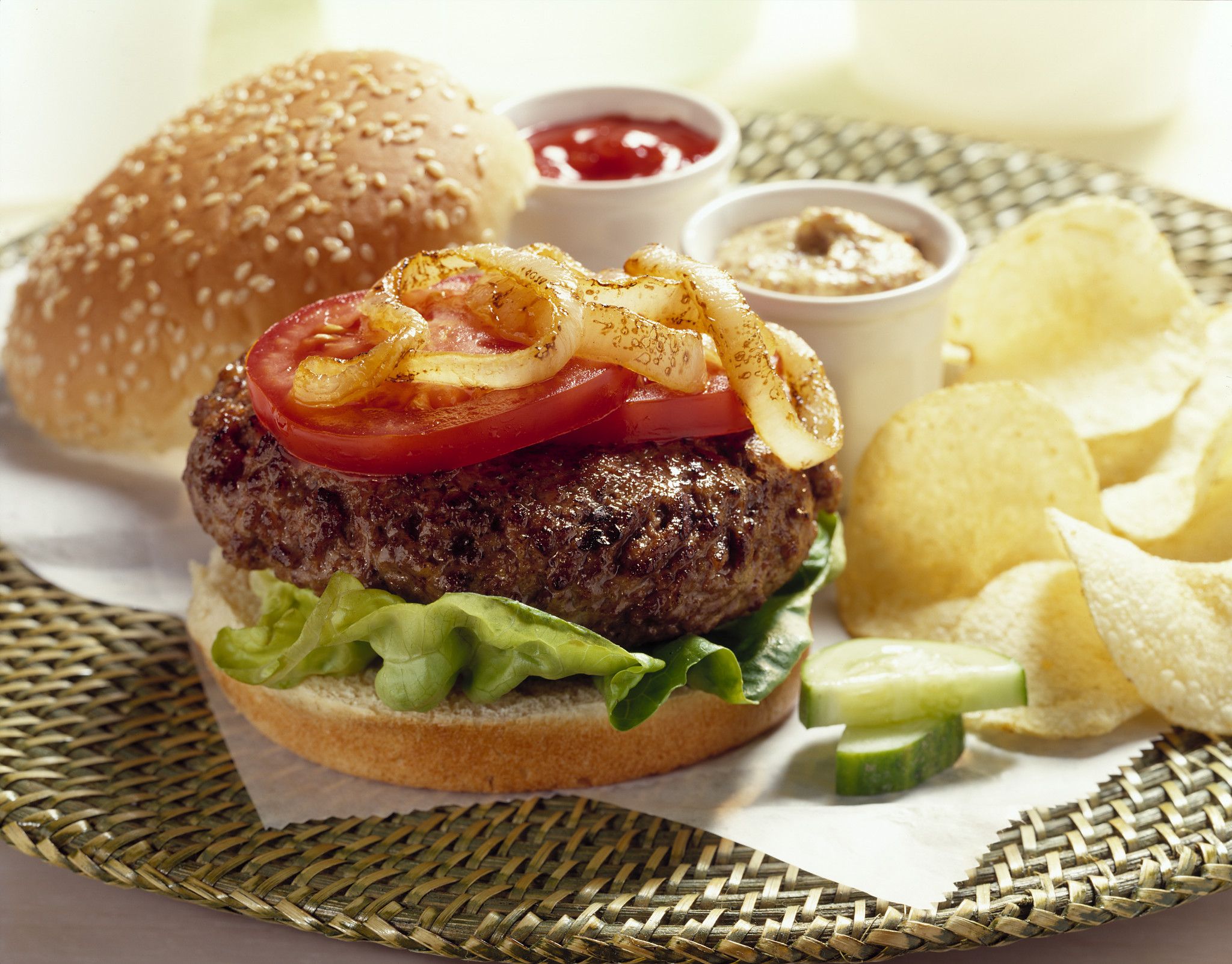 Burgers with Grilled Onions