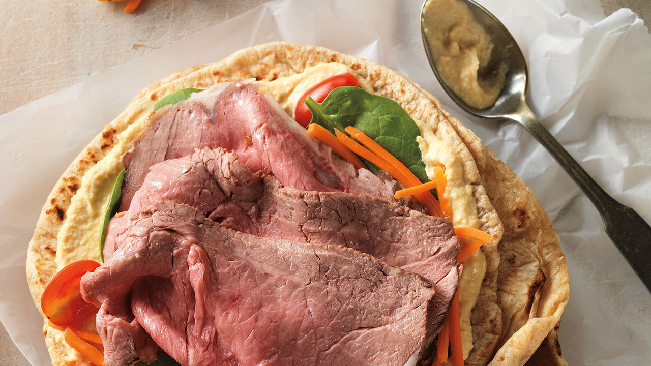 Mediterranean Beef and Veggie Wraps
