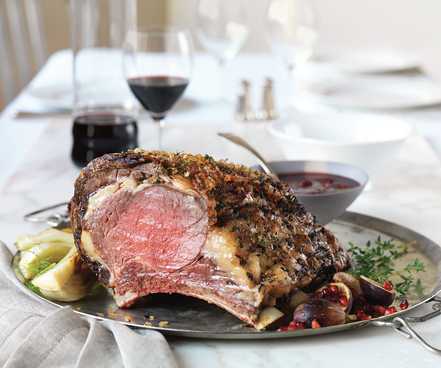 Beef Rib Roast with Red Wine Cherry Sauce