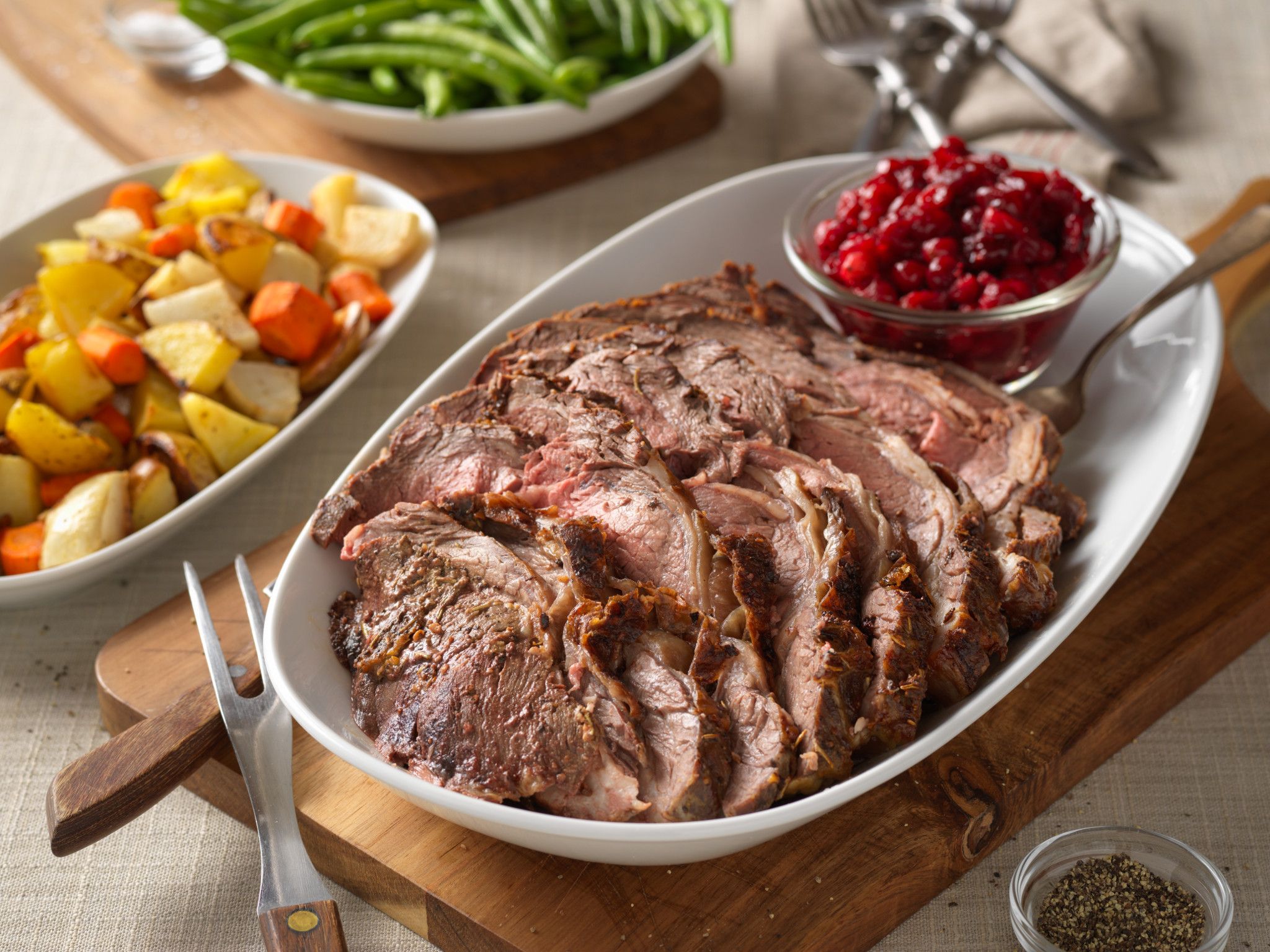 Dijon and Herb Rubbed Beef Roast with Cranberry Sauce