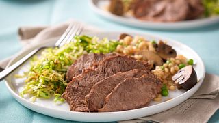 Braised Beef with Mushrooms and Barley