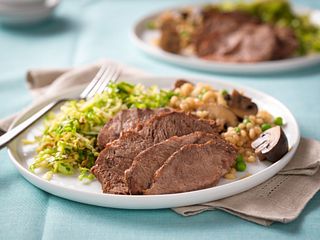 Braised Beef with Mushrooms and Barley