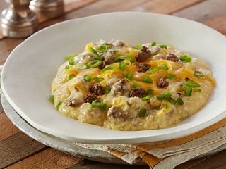 Spicy Beef Sausage & Grits