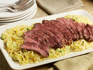 Grilled Sirloin Steak with Spaghetti Squash and Edamame