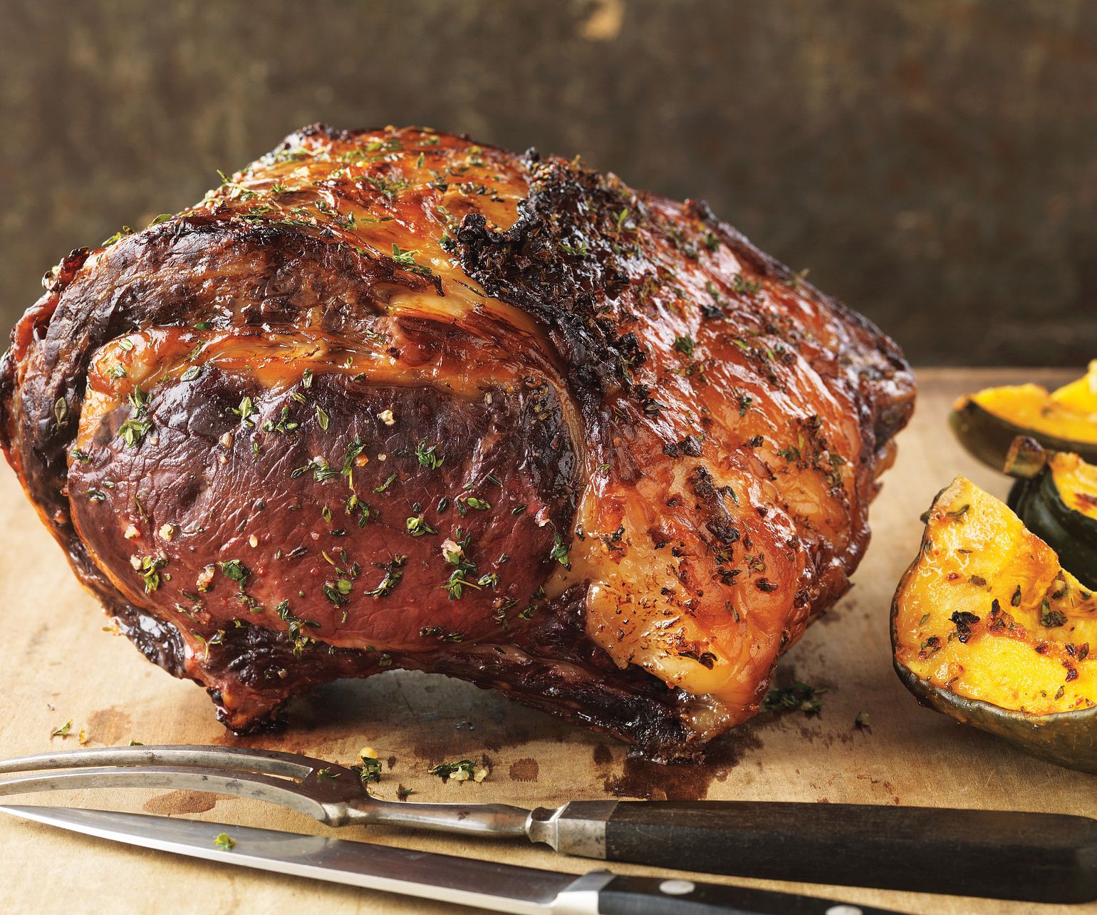 Maple-Glazed Rib Roast with Roasted Acorn Squash