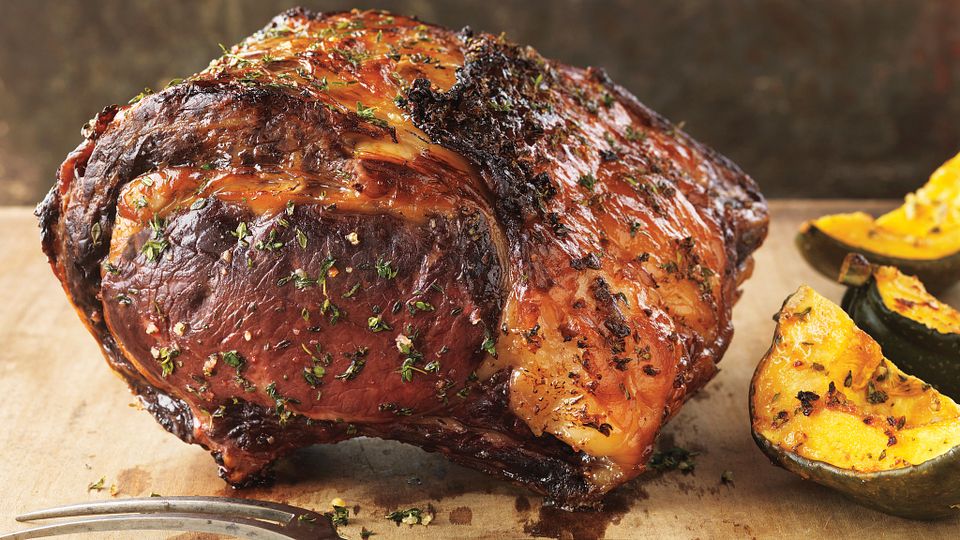 Maple-Glazed Rib Roast with Roasted Acorn Squash