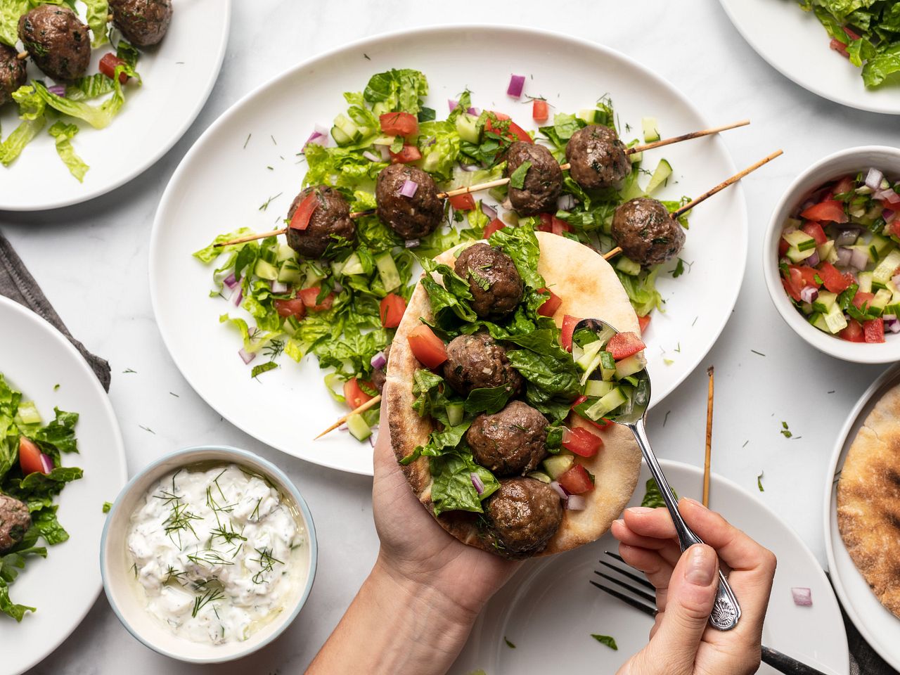 Mediterranean Beef Meatball Kabob