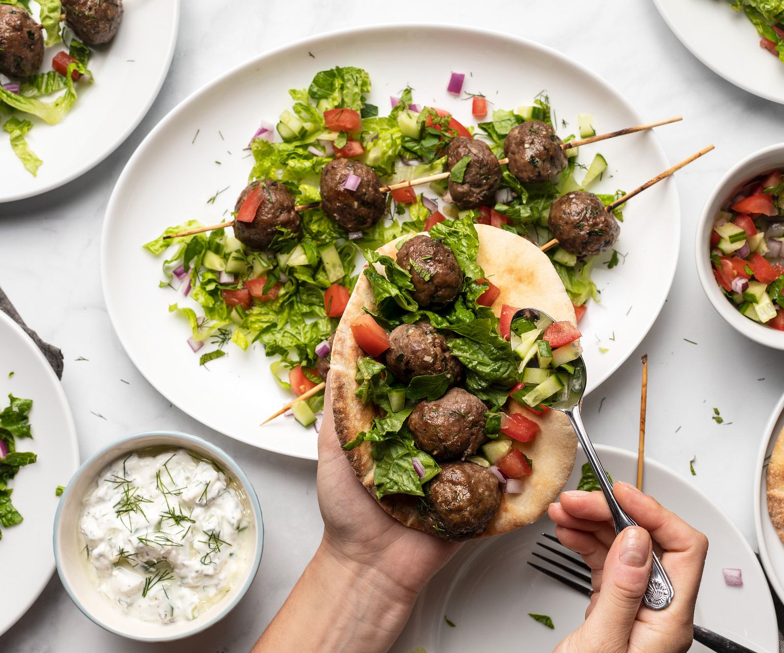 Mediterranean Beef Meatball Kabob