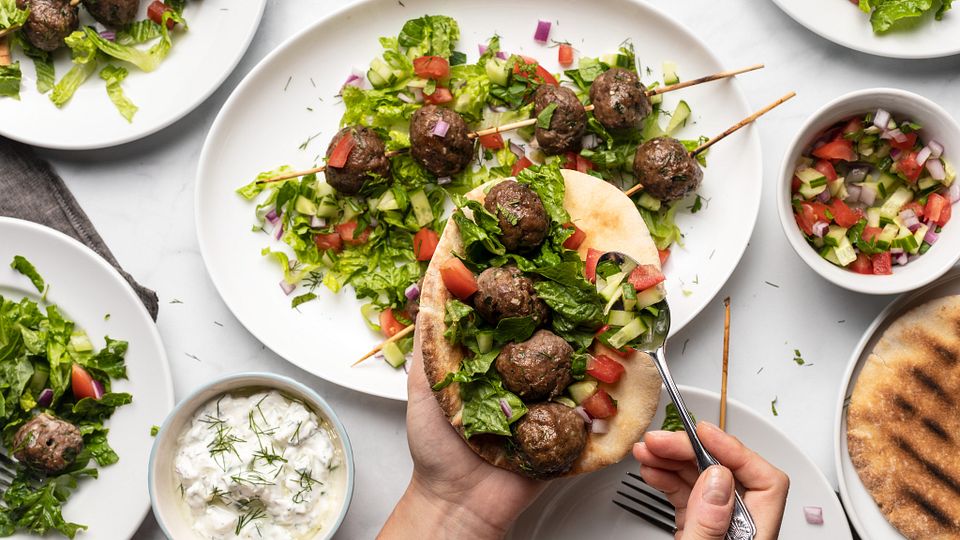 Mediterranean Beef Meatball Kabob