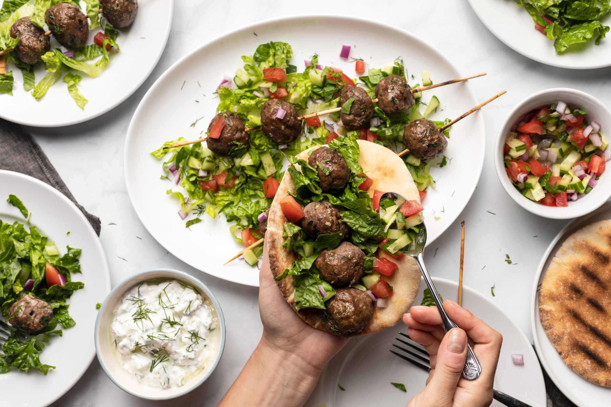 Mediterranean Beef Meatball Kabob