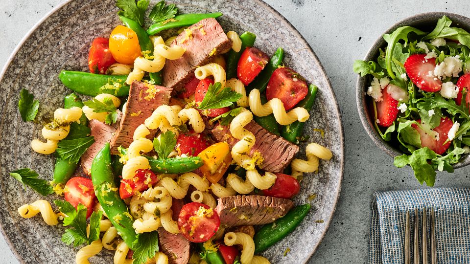 FY23 BIWFD Recipes, Sirloin with Sugar Snap Pea and Pasta Salad