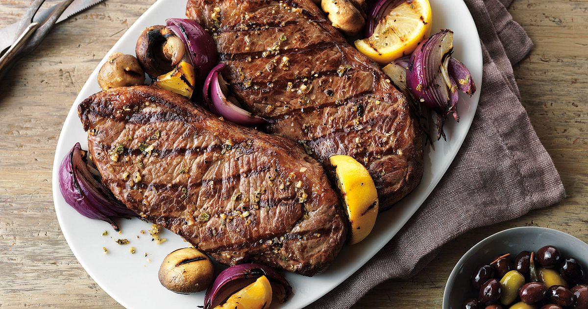 Grecian Beef Strip Steaks & Mushroom Kabobs | Beef Loving Texans | Beef Loving Texans is your one-st