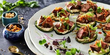 Spicy Korean Beef and Cucumber Appetizer
