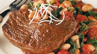 Braised Beef with Tomato-Garlic White Beans