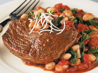 Braised Beef with Tomato-Garlic White Beans
