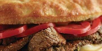 Beef and Smoked Mozzarella Stuffed Focaccia with Pesto