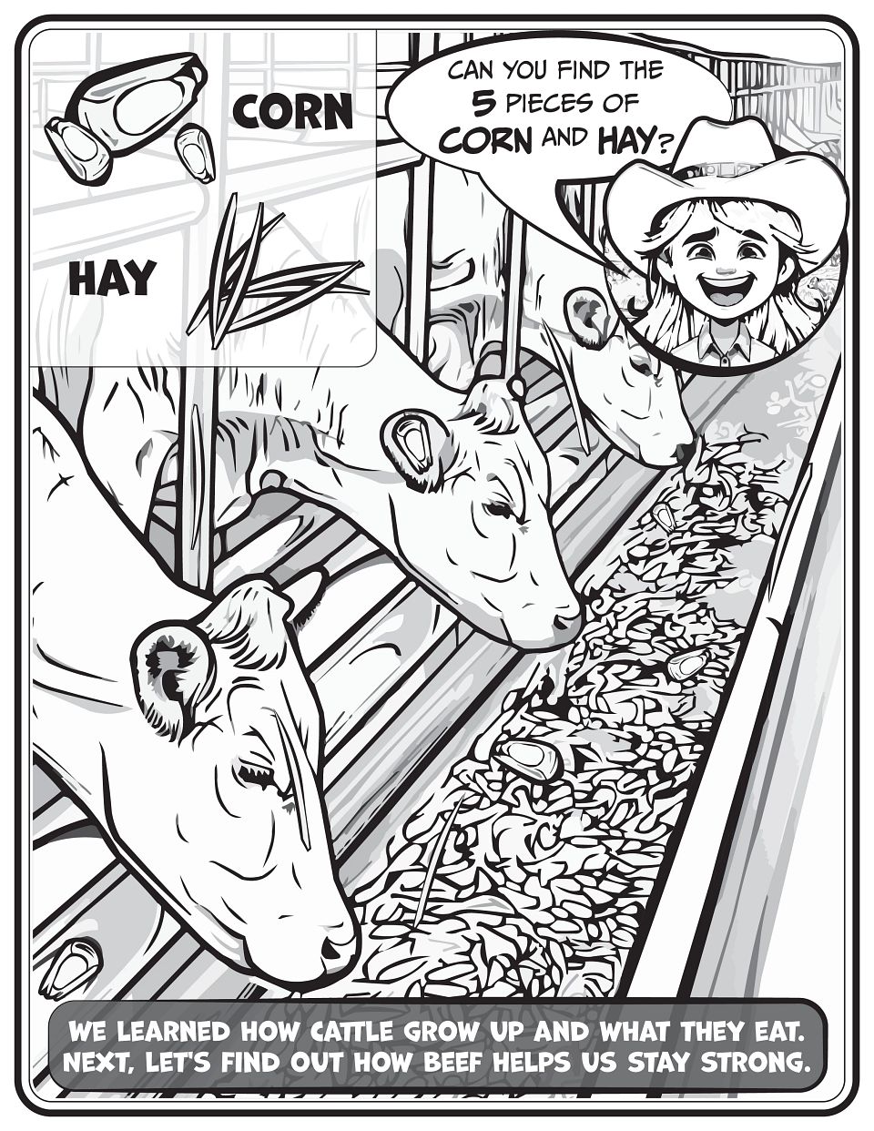 Find the Corn and Hay Coloring Page