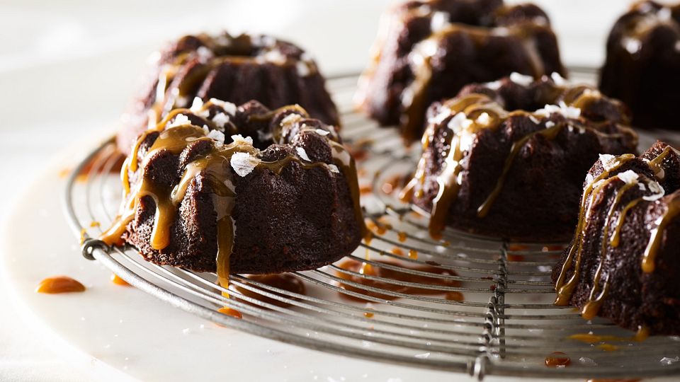 Beef Tallow Chocolate Tortes with Bourbon-Salted Caramel Sauce