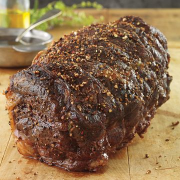 Garlic and Tri-Pepper Crusted Beef Roast with Balsamic Sauce