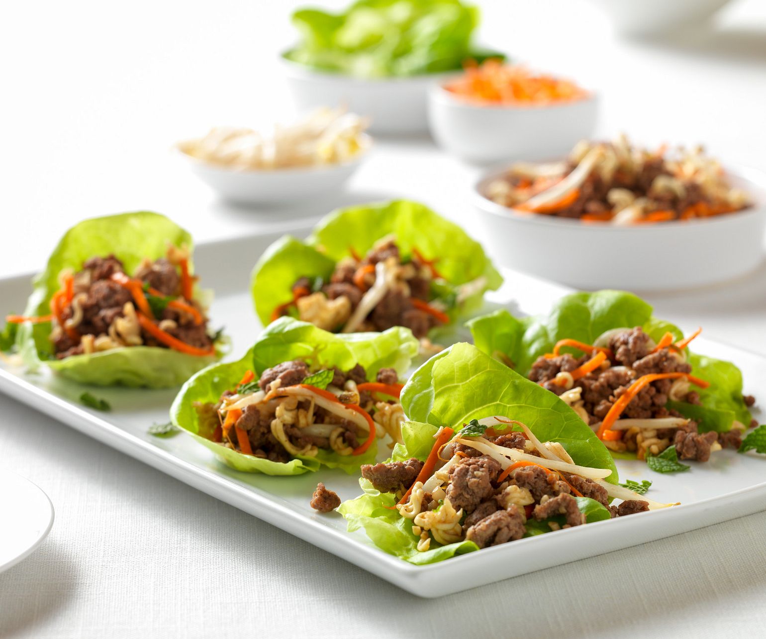 Beef and Ramen Lettuce Wraps