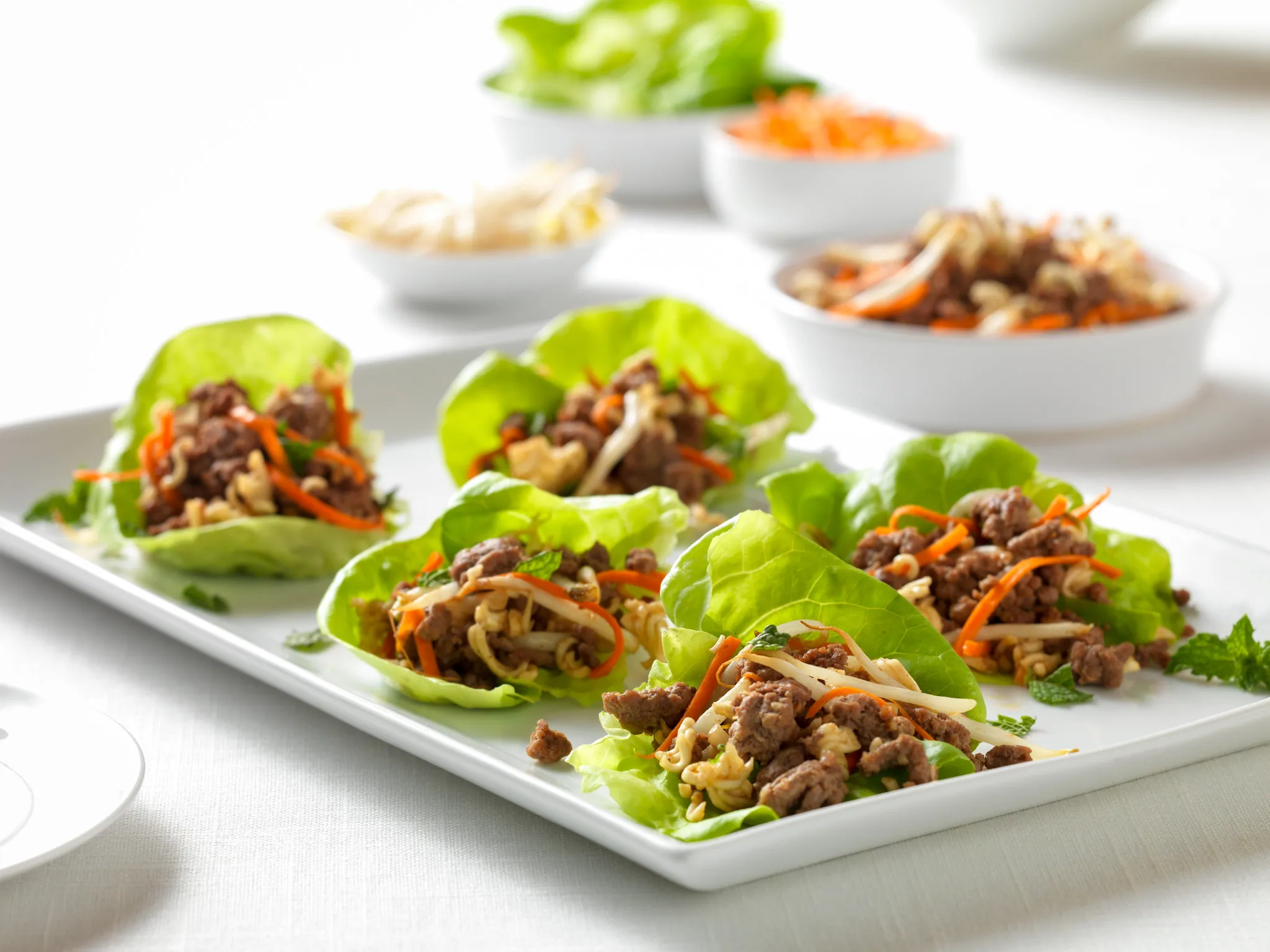 Beef and Ramen Lettuce Wraps