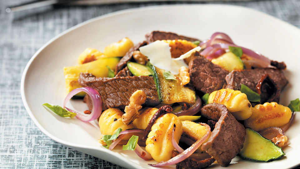 Beef Ranch Steak Strips and Zucchini Gnocchi