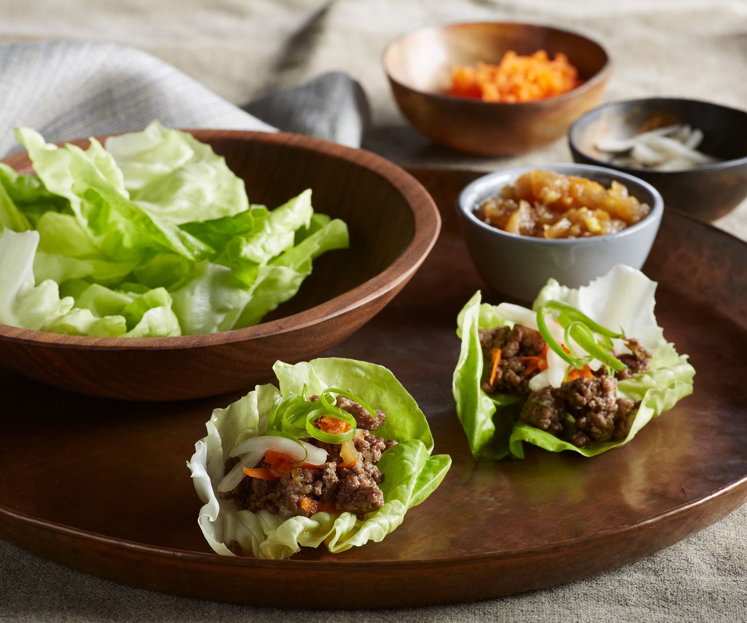Crispy Beef Lettuce Wraps with Wowee Sauce