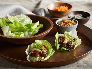 Crispy Beef Lettuce Wraps with Wowee Sauce