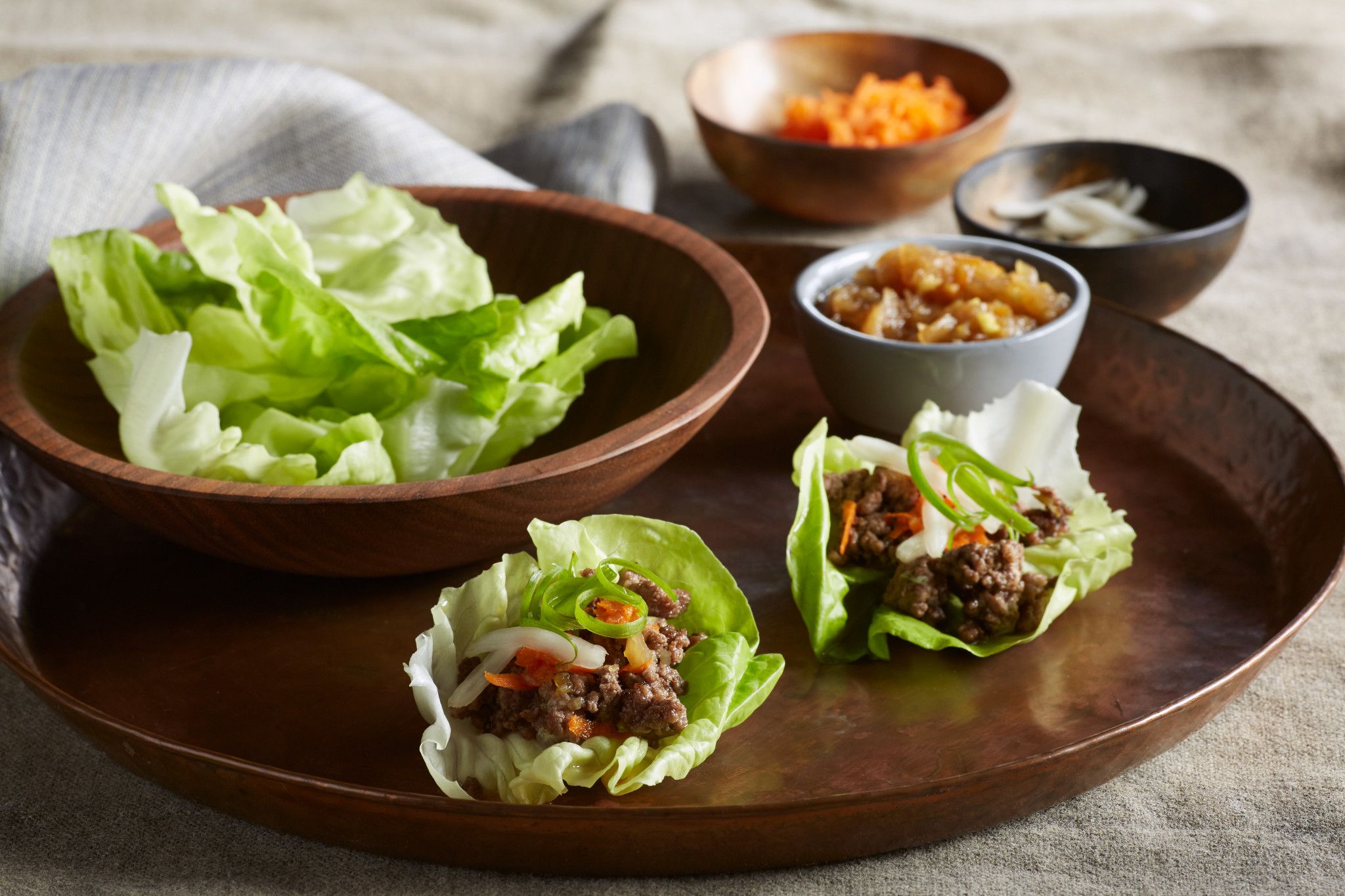 Crispy Beef Lettuce Wraps with Wowee Sauce