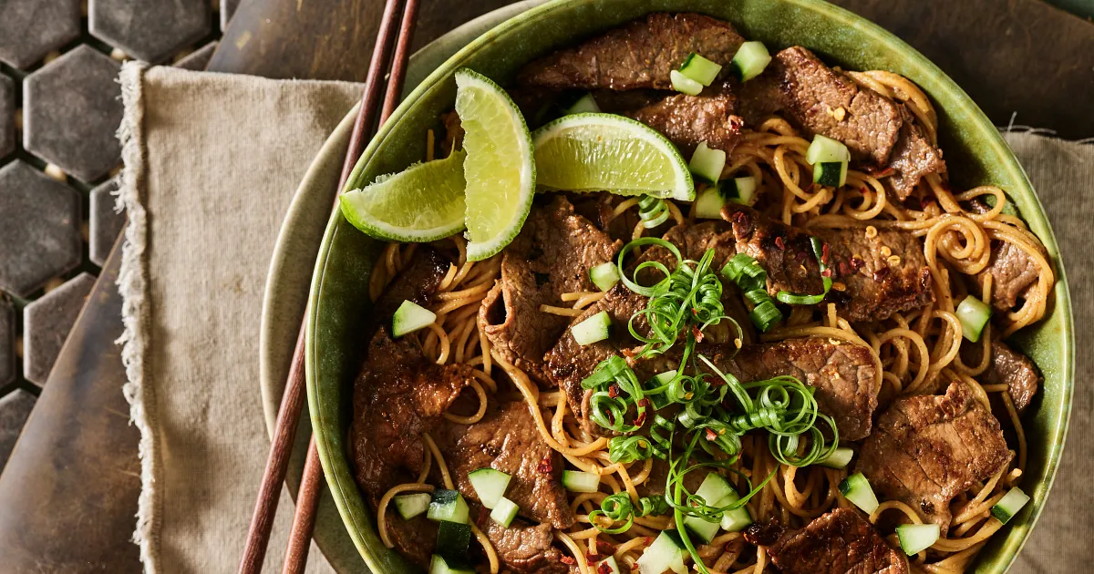 Beef & Pasta with Asian Peanut Sauce | Beef Loving Texans | Beef Loving Texans is your one-stop info