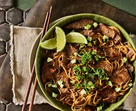Beef & Pasta with Asian Peanut Sauce