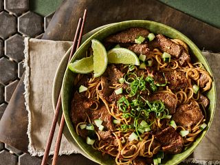 Beef & Pasta with Asian Peanut Sauce
