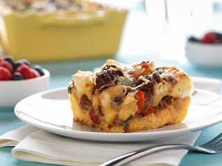 Spicy Beef Chorizo Breakfast Strata
