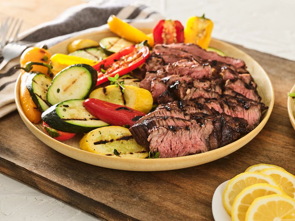 FY23 BIWFD Recipes, Mediterranean Grilled Chuck Steak with Garden Vegetables